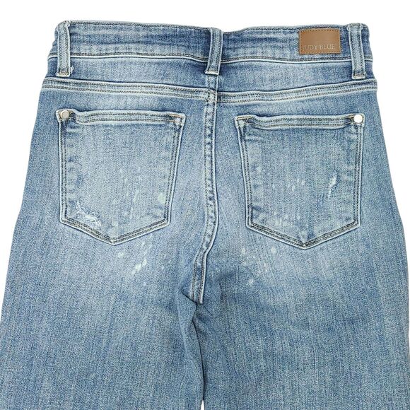 Judy Blue Boyfriend Fit Jeans Splatter Distressed Stretch Women’s Size 3/26 - Picture 10 of 16
